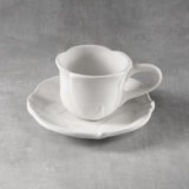 Ceramic Bisque Flower Teacup & Saucer - Case of 6 Ceramic Bisque Flower Teacup & Saucer - Case of 6